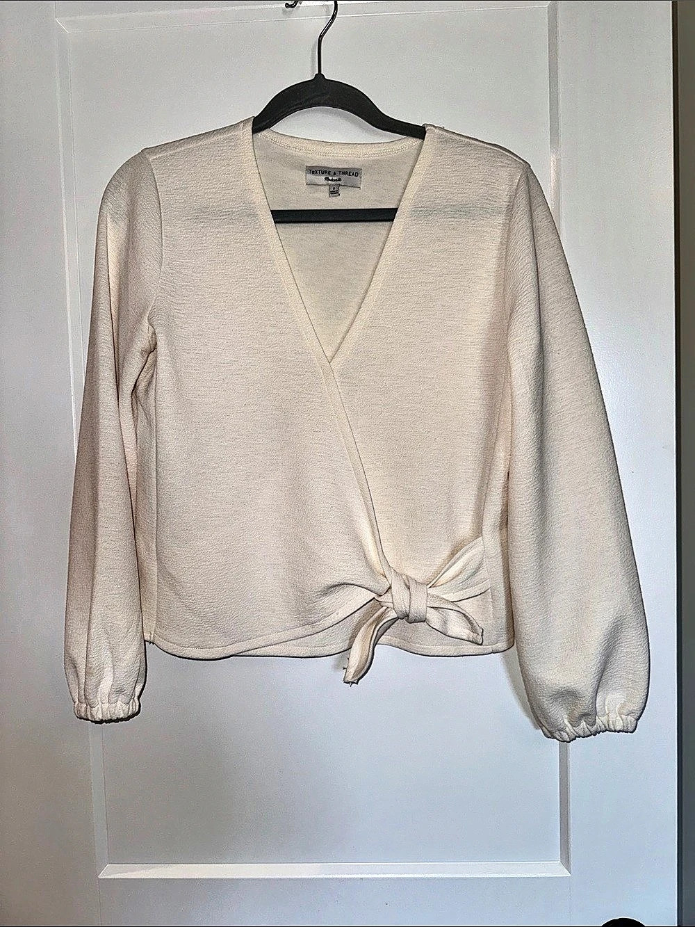 Madewell Texture & Thread Crepe Wrap Top Cream Small